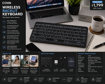 COIIN Wireless Backlit Keyboard