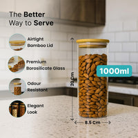CrystalKeep Glass Storage Jar with Bamboo Lid – 1000ml
