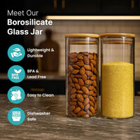 CrystalKeep Glass Storage Jar with Bamboo Lid – 1000ml