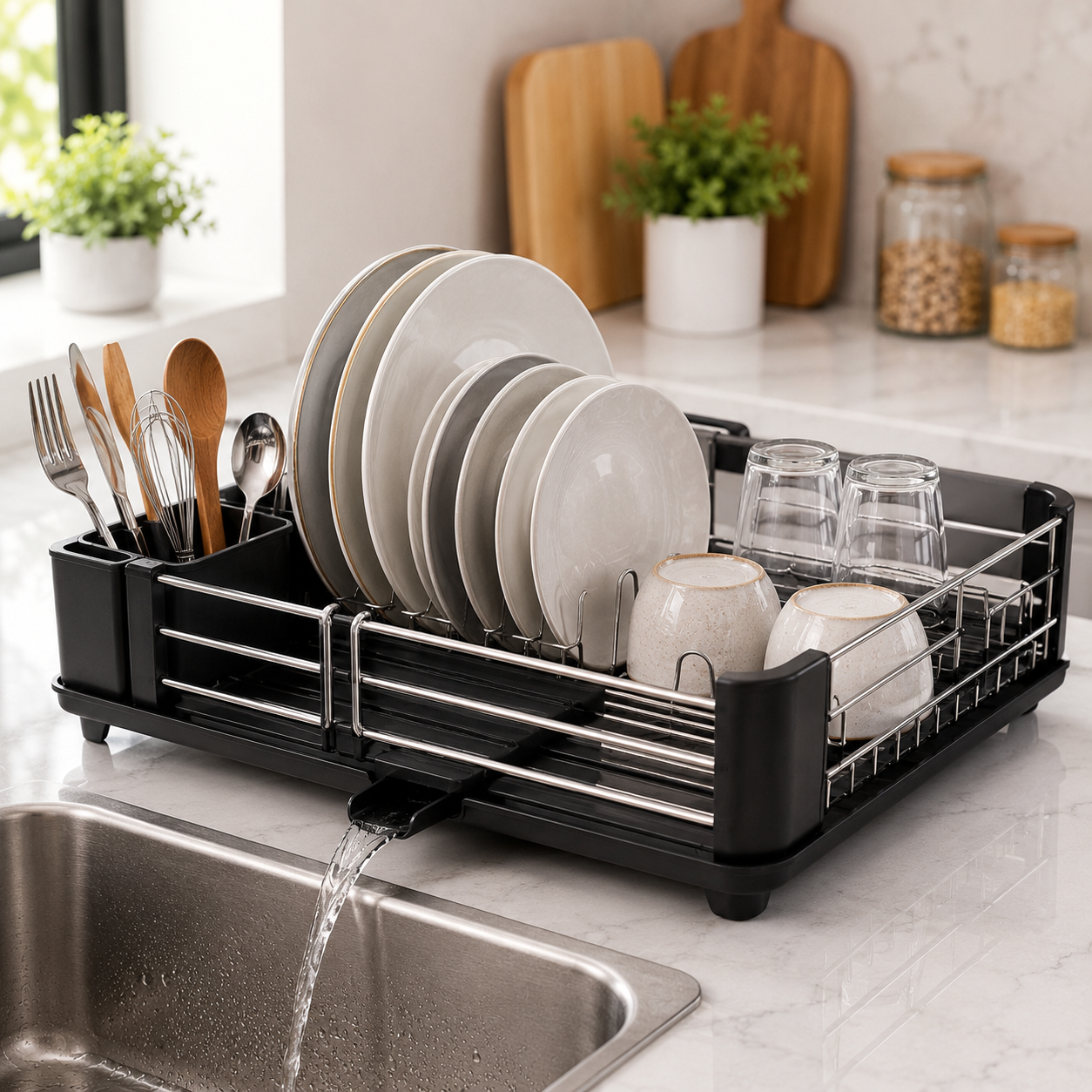 SmartDrain Expandable Dish Drying Rack