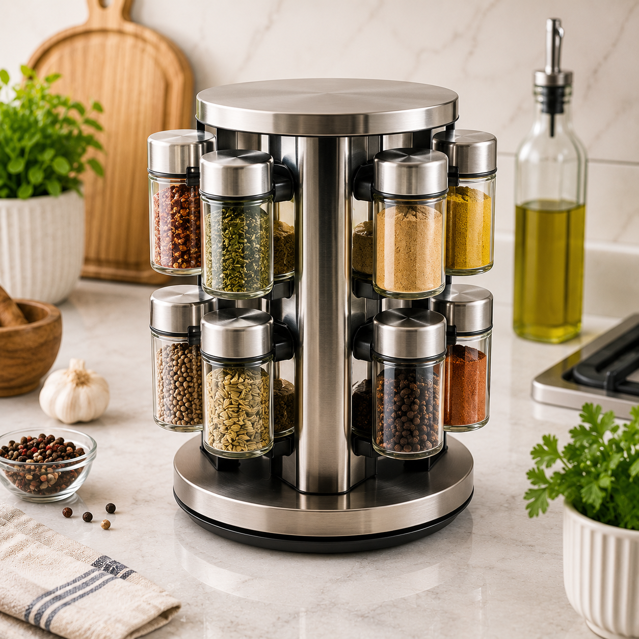SpiceSpin Rotating Spice Rack Set – 12 Jars