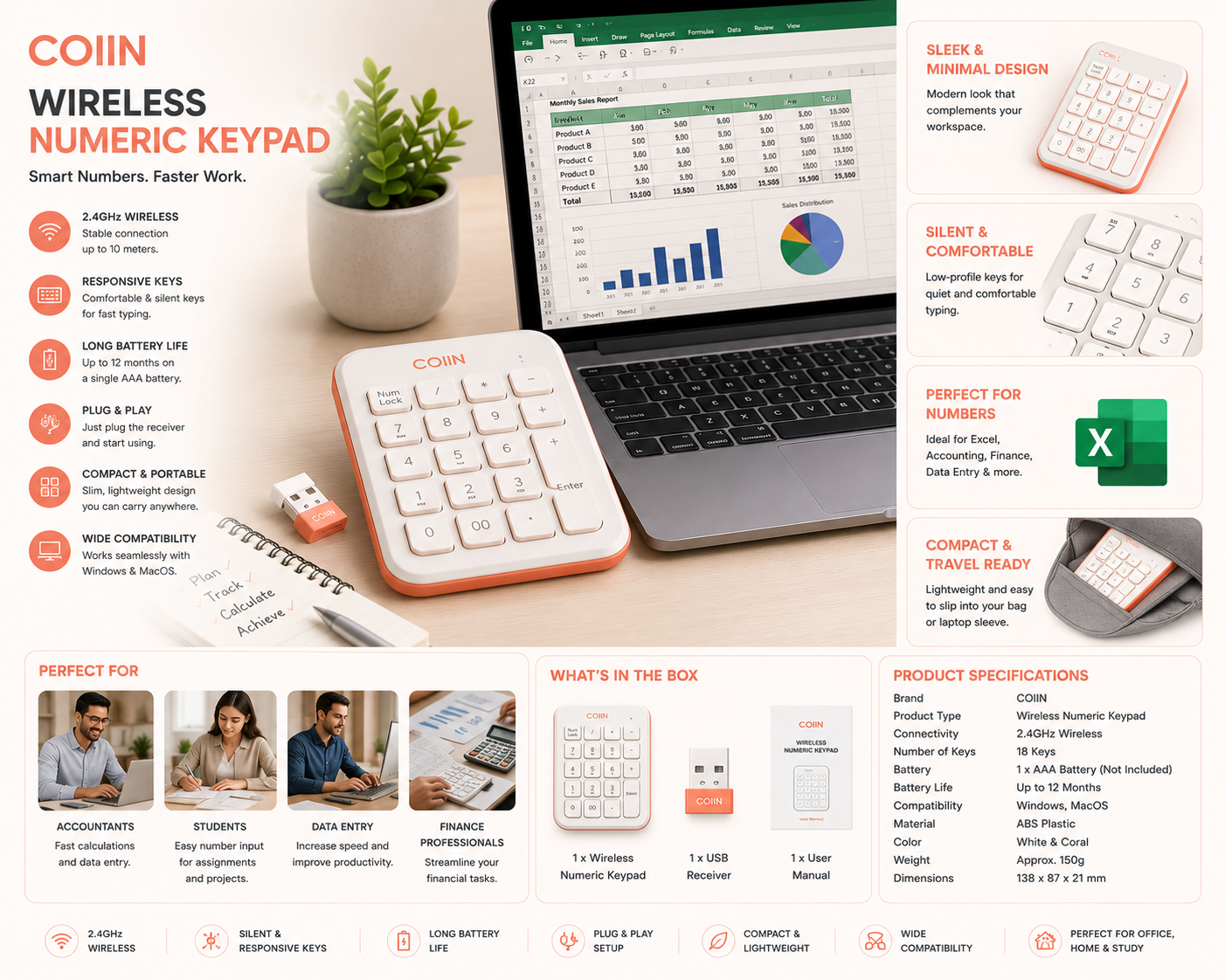 COIIN Wireless Numeric Keypad