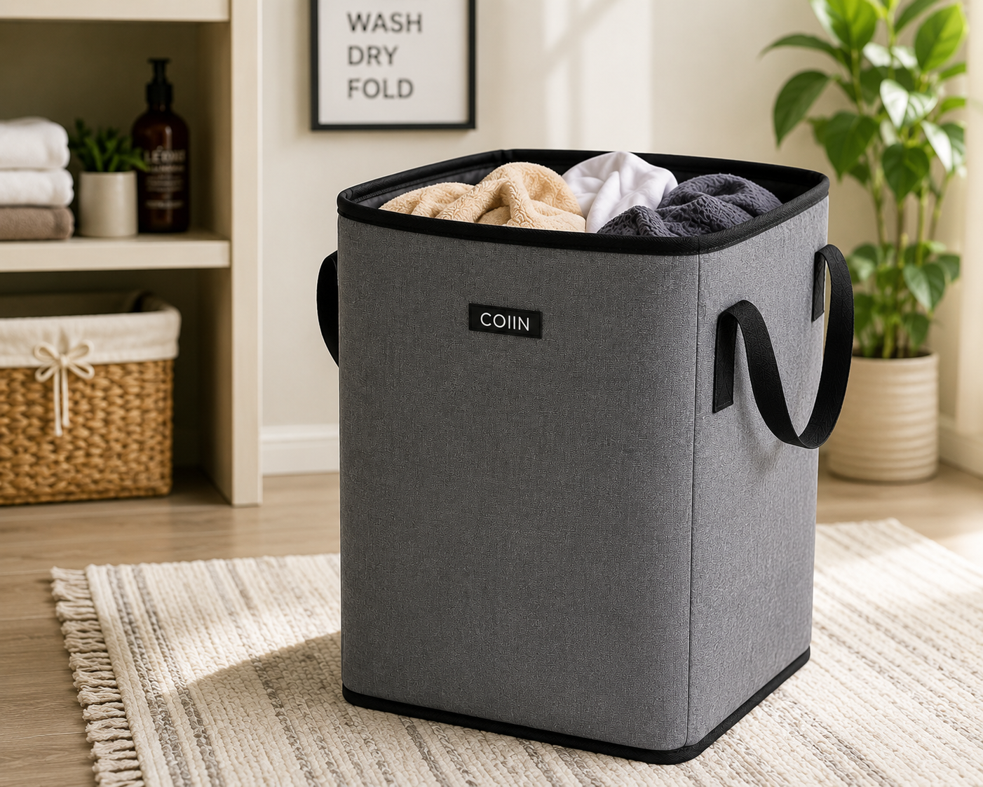 COIIN Foldable Laundry Basket – Large Capacity Storage Hamper