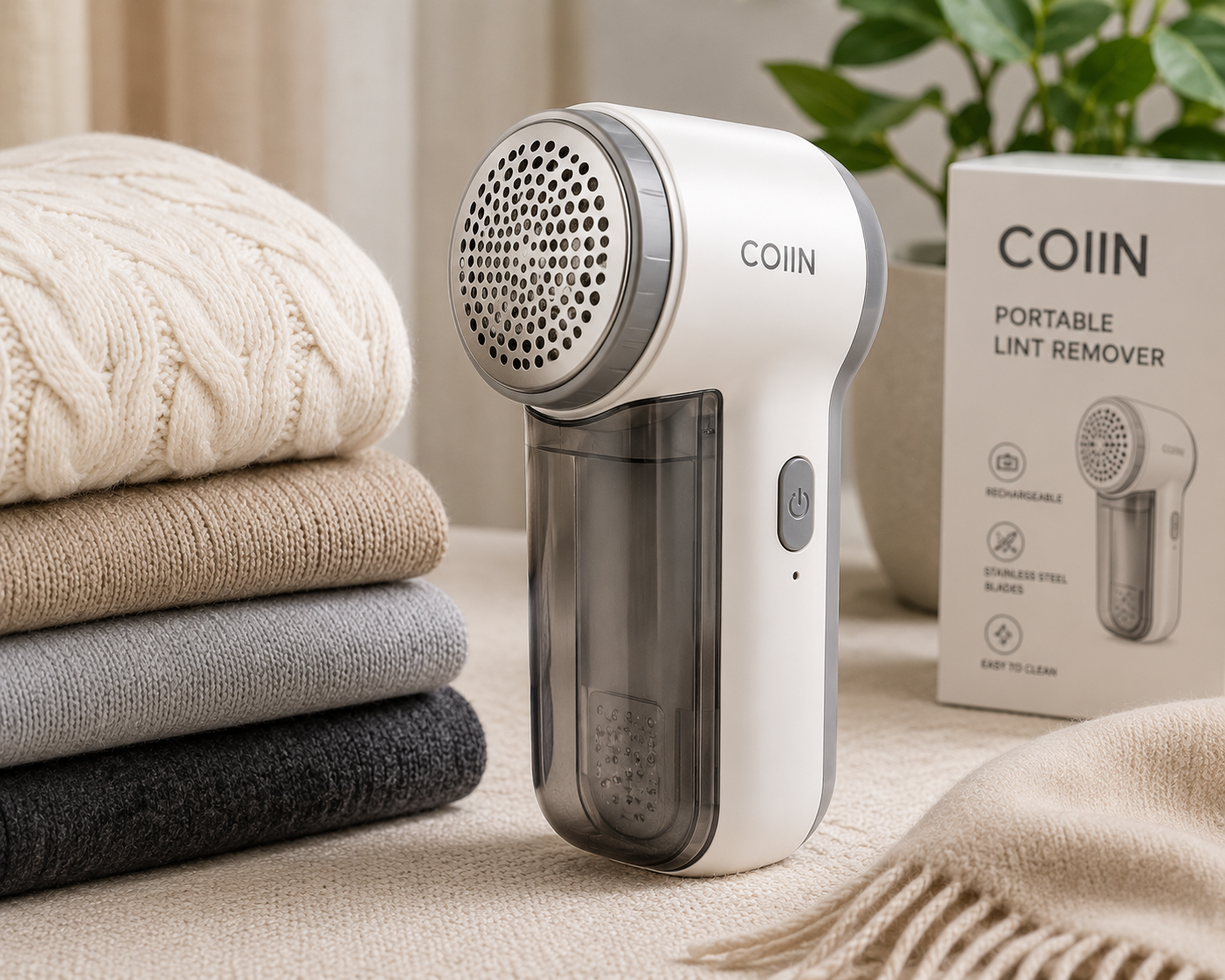 COIIN Portable Fabric Lint Remover – Rechargeable Clothes Shaver