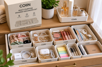 COIIN Multi-Purpose Drawer Organizer Set – Modular Storage Trays (Set of 8)
