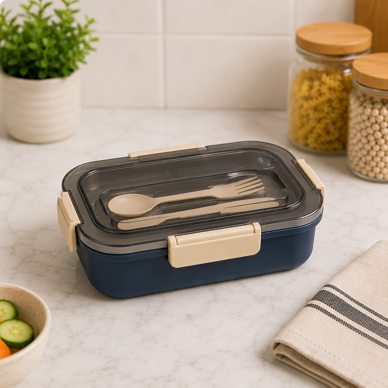 COIIN SmartServe Lunch Box – Leakproof Lunch Carrier with Spoon & Fork Storage