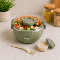 COIIN FreshBowl Salad Lunch Container – Leakproof Meal Prep Bowl with Dressing Cup