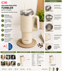 COIIN Vacuum Insulated Tumbler with Straw