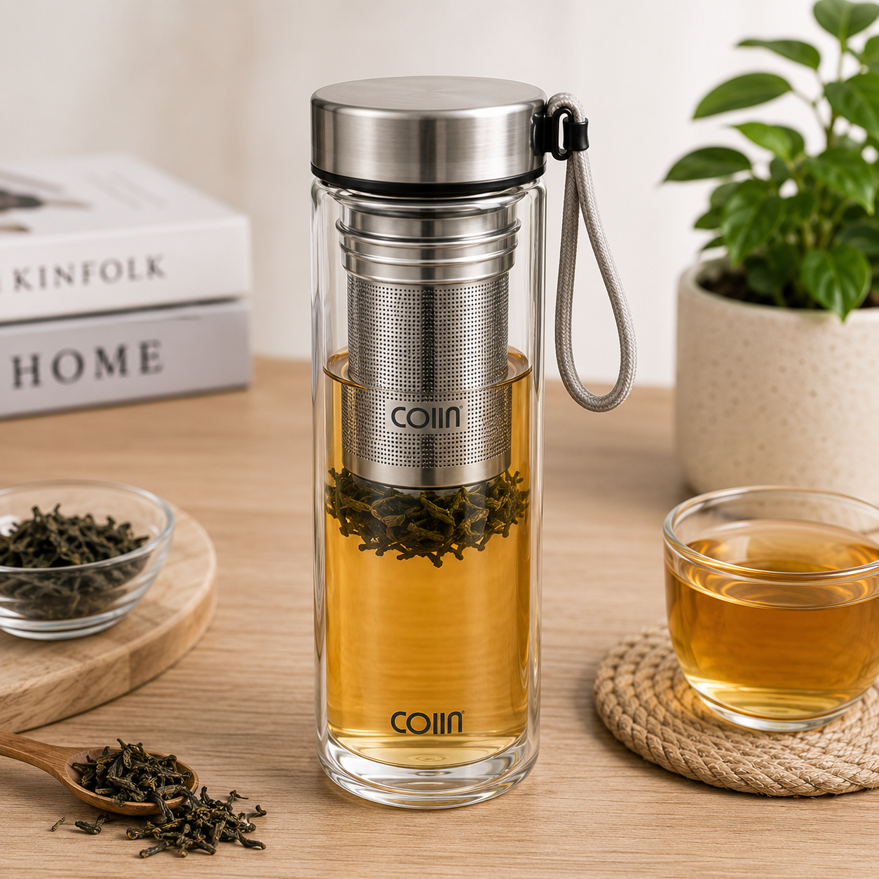 COIIN PureBrew Glass Tea Infuser Bottle – Portable Tea & Fruit Infusion Bottle