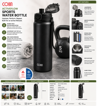 COIIN ActiveFlow Sports Water Bottle – Double Wall Vacuum Insulated Flask