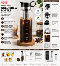 COIIN BrewCraft Cold Brew Bottle – Glass Coffee & Beverage Maker