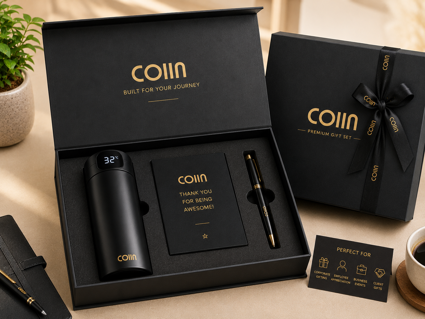 COIIN Smart Temperature Bottle Gift Set – Premium Executive Hydration Box