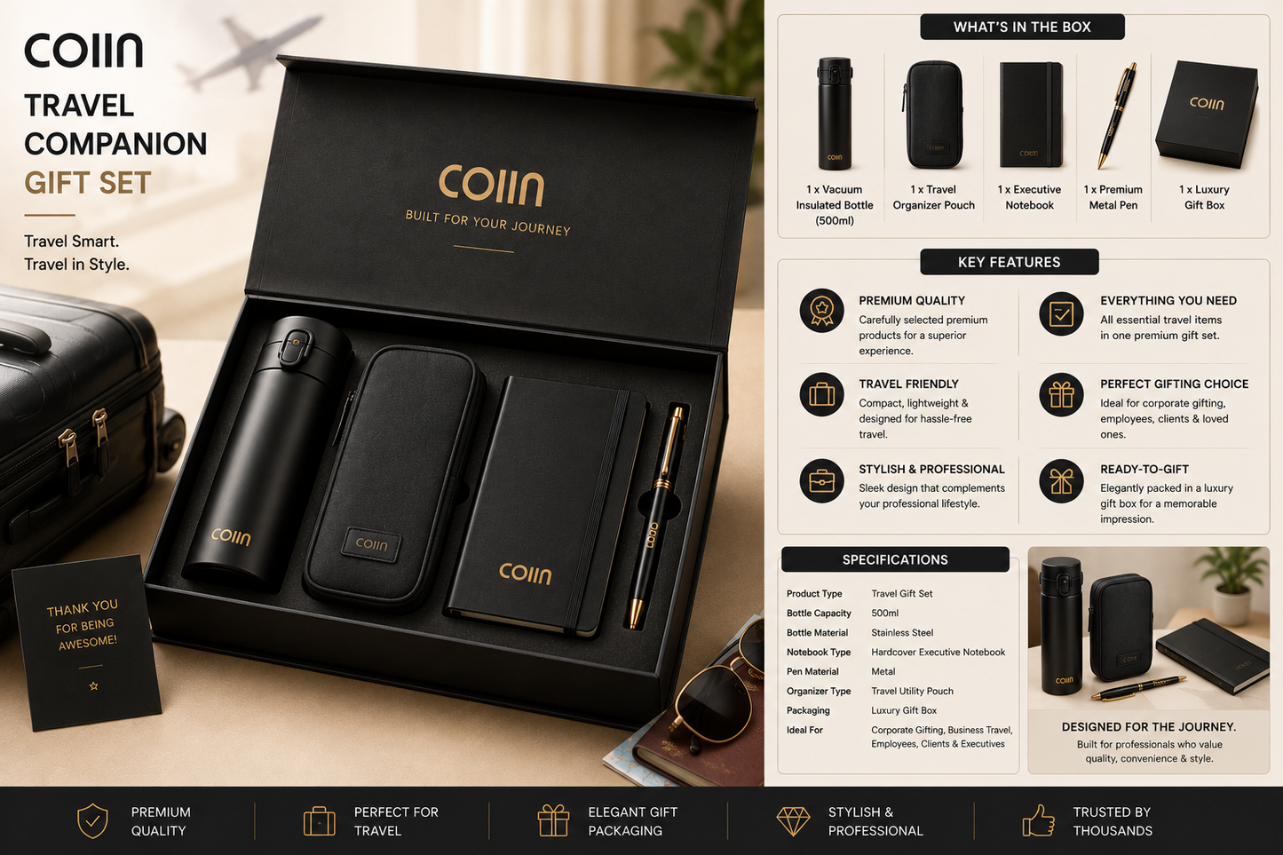 COIIN Travel Companion Gift Set – Premium Executive Travel Kit