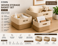 COIIN Woven Storage Basket Set – Multipurpose Organizer (Set of 3)