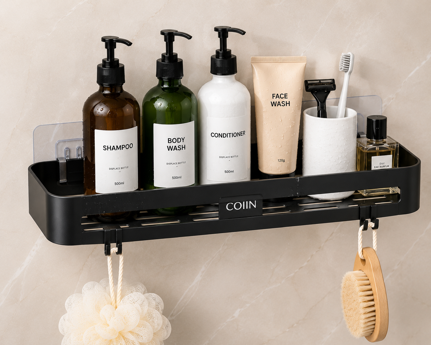 COIIN Shower Caddy Shelf Organizer – Drill-Free Bathroom Storage Rack