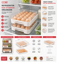COIIN Refrigerator Egg Storage Organizer – Stackable Egg Holder Box