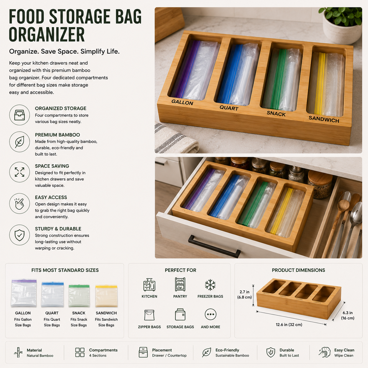 FreshWrap Food Storage Bag Organizer
