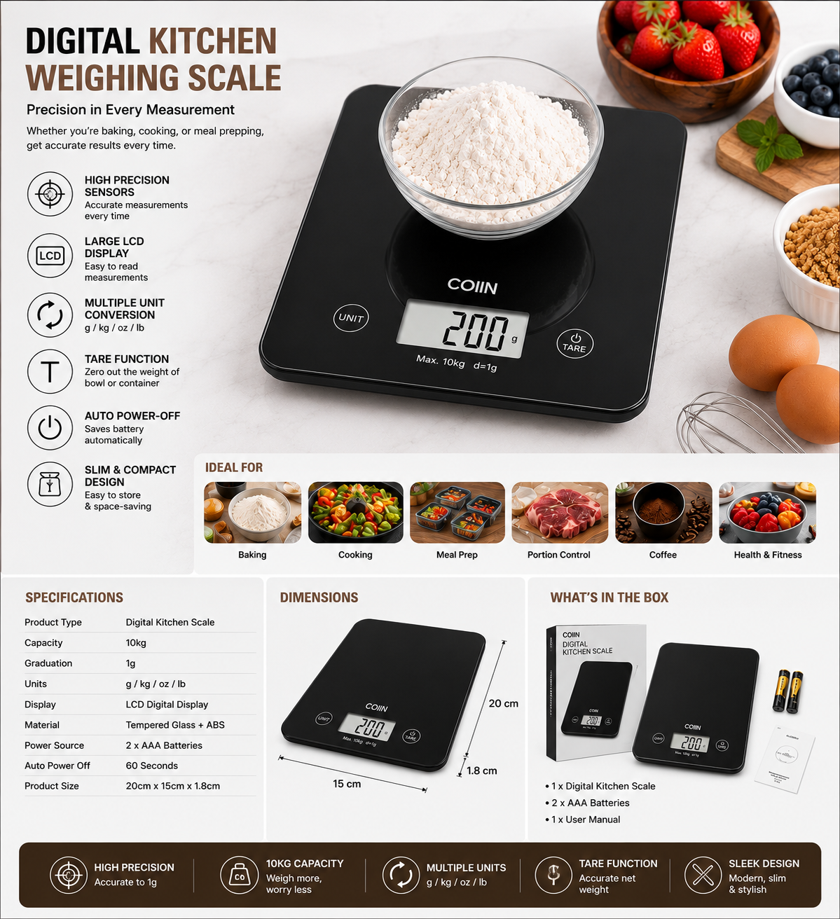 Digital Kitchen Weighing Scale – Precision Food & Baking Scale